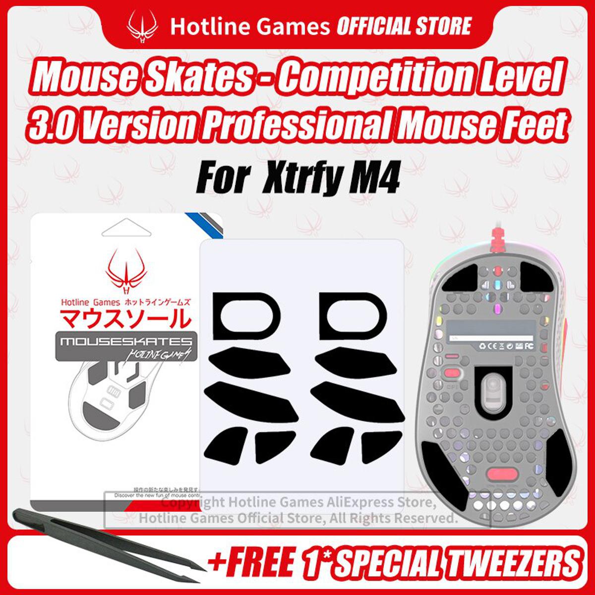 2sets Hotline Games 3.0 Mouse Skates Mouse Feet Replacement for Xtrfy M4 Gaming Mouse,Smooth,Durable,Glide Feet Pads. 