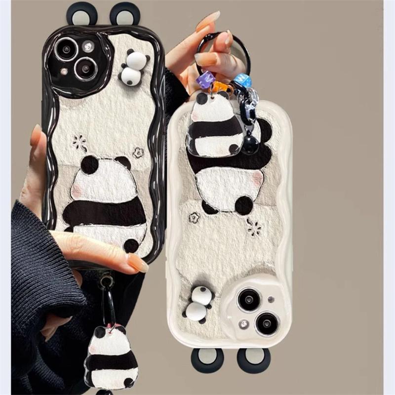 3D Ear Panda Frog Phone Case For Samsung Galaxy S24 Ultra Plus A54 A55 A34 A24 A35 A15 A33 A73 A31 A32 A51 A52 A53 A71 A72 Cover