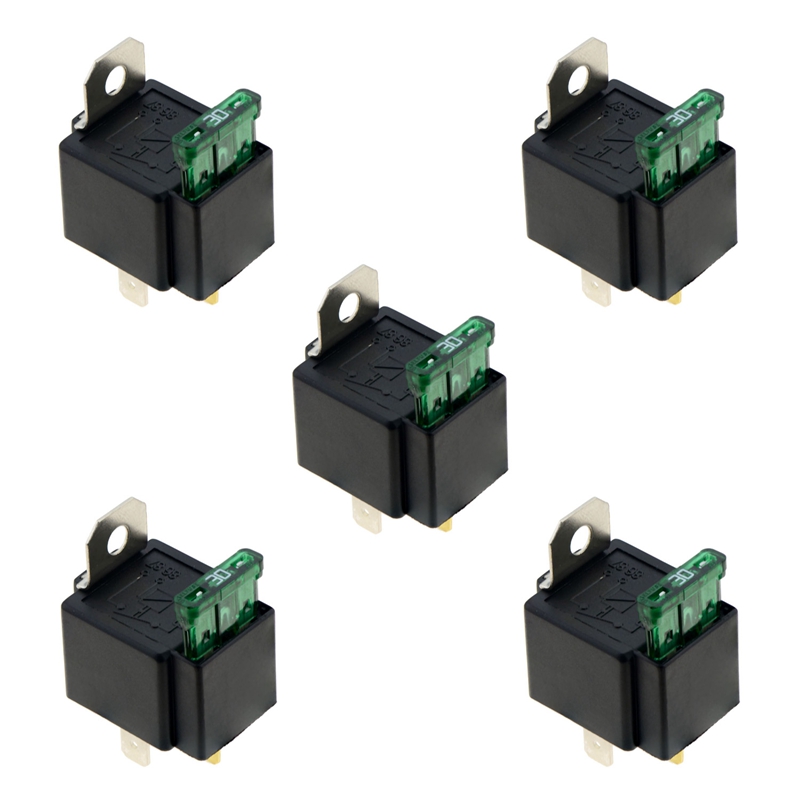 5X 4Pin DC12V 30A Fused On/Off Automotive Fused Relay with Insurance Wire