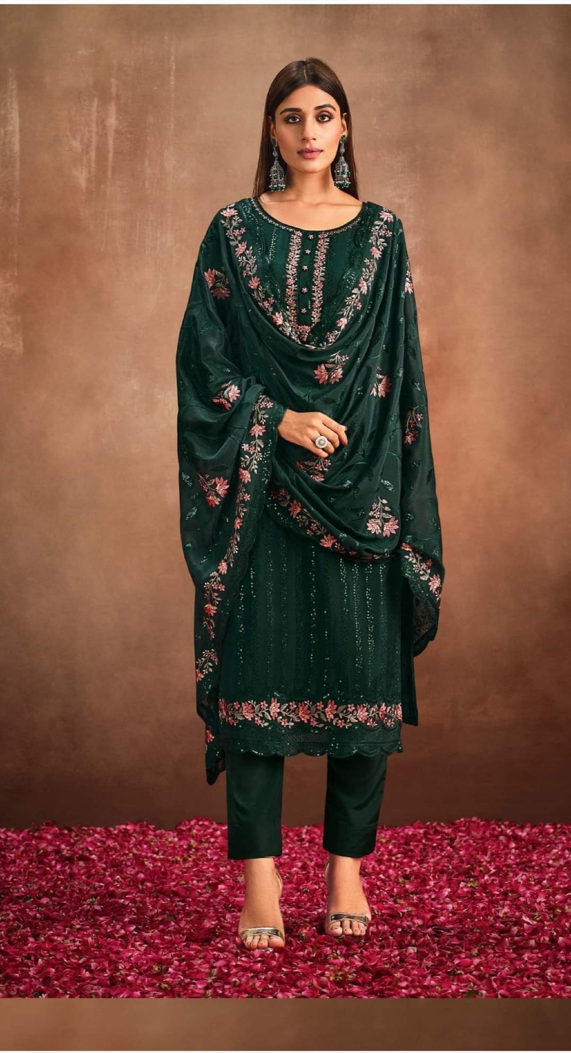 Lavish indulgent - VIPUL FASHION TUSSAR SATIN EXCLUSIVE SALWAR SUIT DESIGNS (Un-stiched ) FOR WOMEN - Easy To maintain - Iconic Style