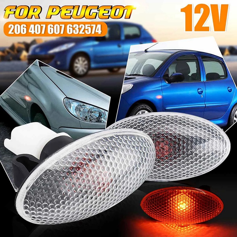 632574 2 X Turn Signal Side Marker Light Repeater Lamp Indicator for Peugeot 206 407 607. 