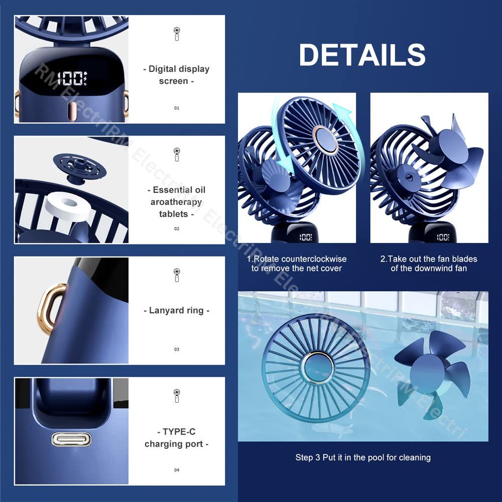 Mini charger fan mebiusyhc Mini Handheld Fan Portable Personal Fan Hanging Neck Fan 90° Adjustable USB Rechargeable 4000mAh Small Desk Fan 5 Speed for Home, Office, Travel, Outdoor, School. 