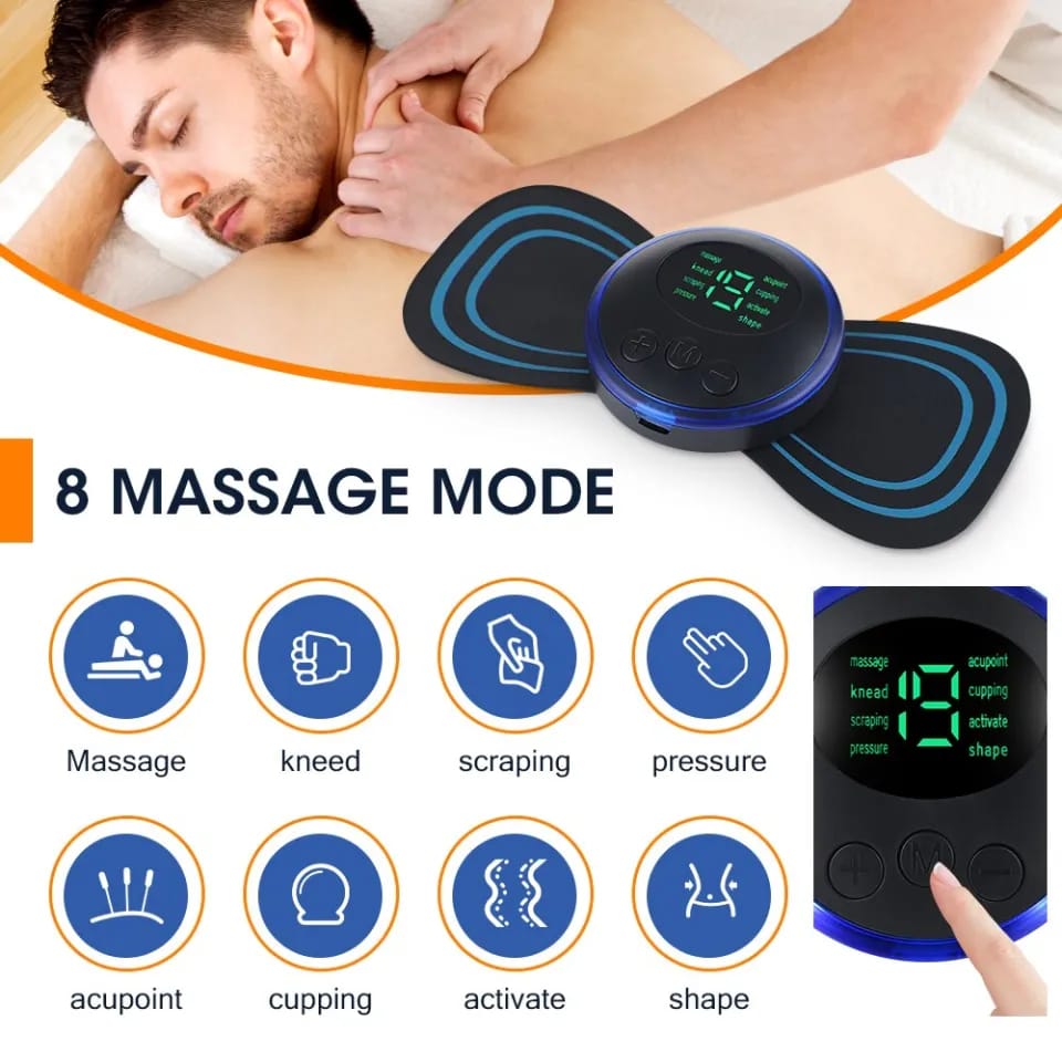 EMS Mini Neck Pulse Massager Electric LCD Display Stretcher EMS Mini Massager 2 pad. 