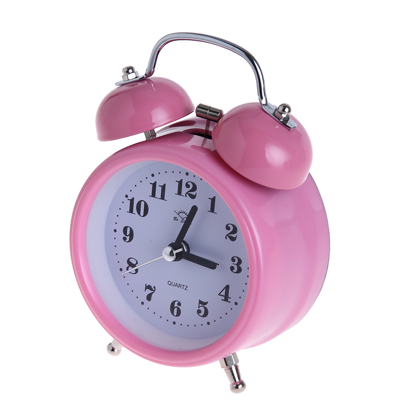 Classic Double Metal Bell Desk Table Loud Alarm Clock with Night Light Function. 