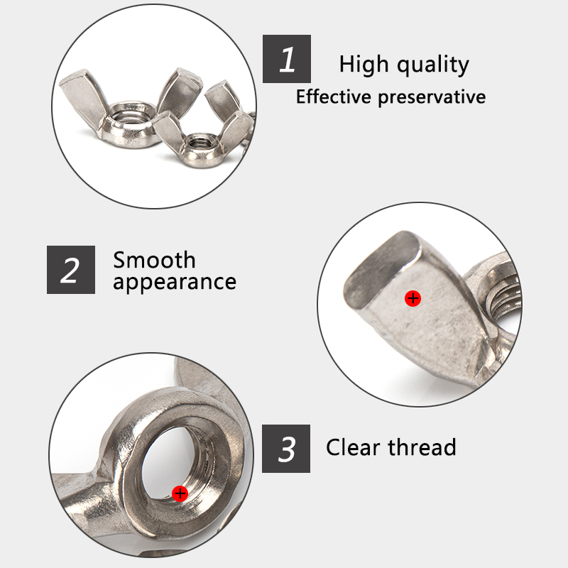 304 Stainless Steel Wing Nuts Butterfly Nut to Fit Bolts & Screws M3 M4 M5 M6 M8 M10 M12 Solid Fasteners Nuts. 