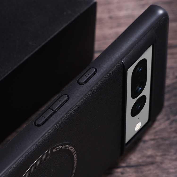 For Google Pixel 7 Magsafe Magnetic Ring Leather Texture Phone Case. 