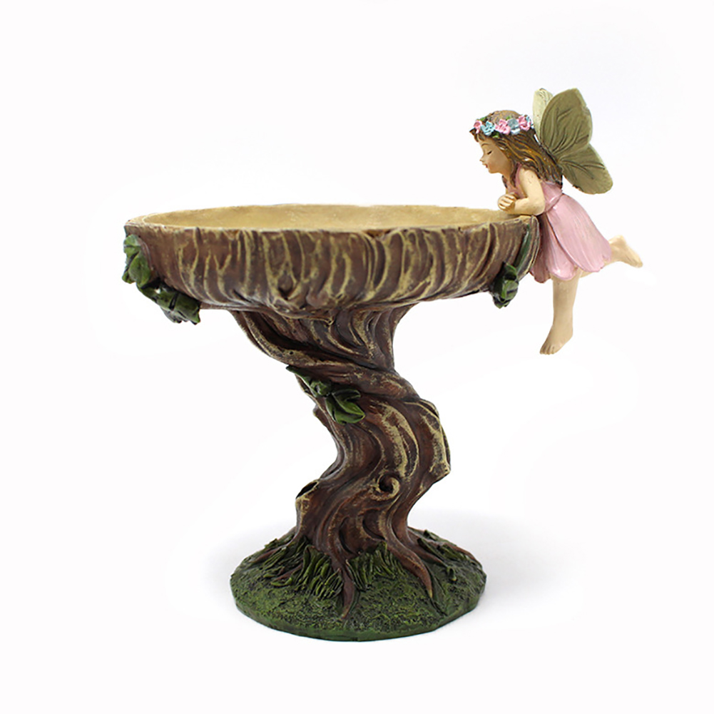 GC Flower Fairy Bird Feeders For Outdoors, Resin Craft Bird Food Container Garden Statue Ornament Wild Bird Feeder, Landscaping Lawn Yard Decoration. 