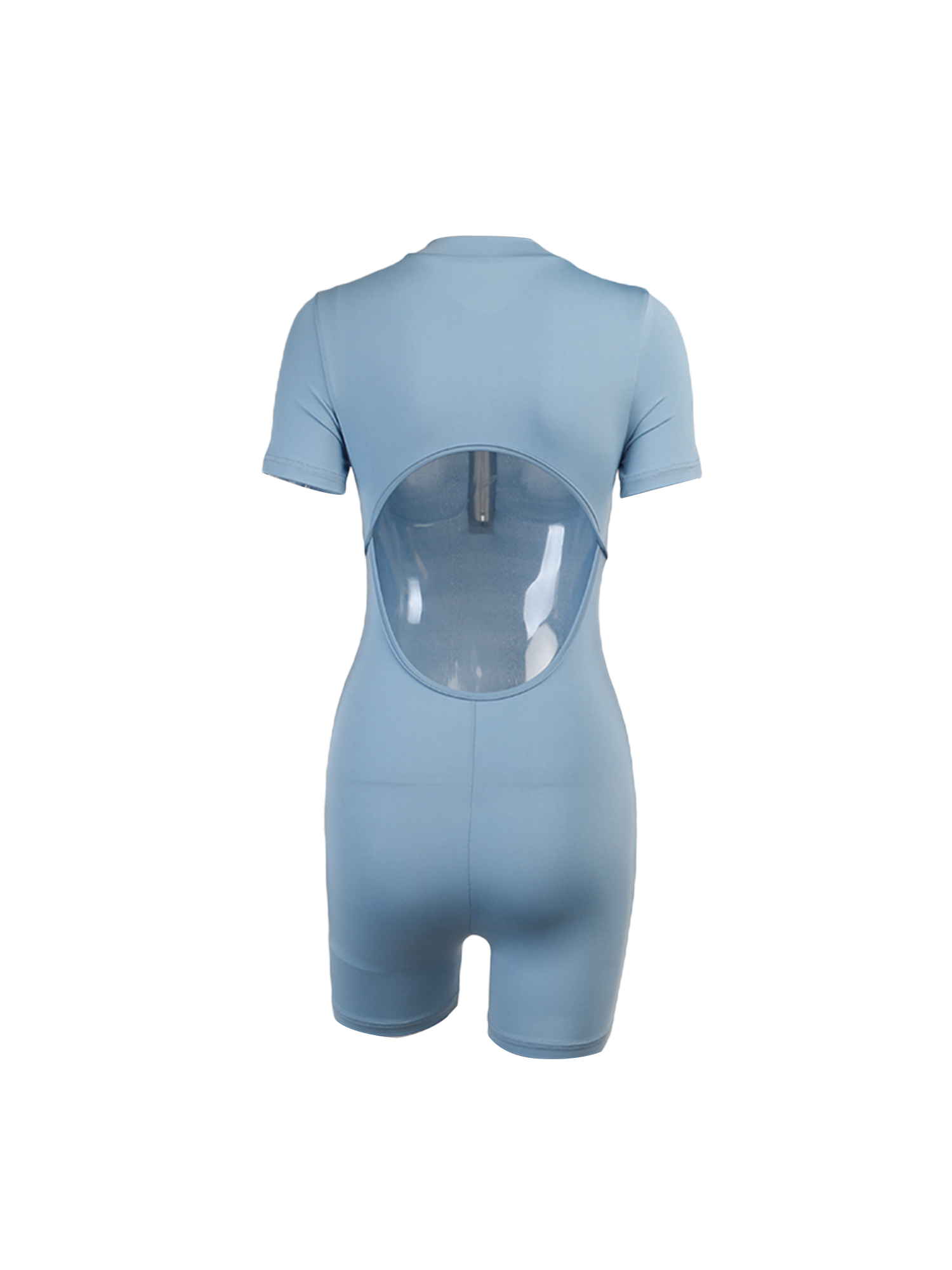 Women Close Fitting Backless Overalls Solid Color Short Sleeve Quarter Zip One Piece Blue Black Buy Online At Best Prices In Bangladesh Daraz Com