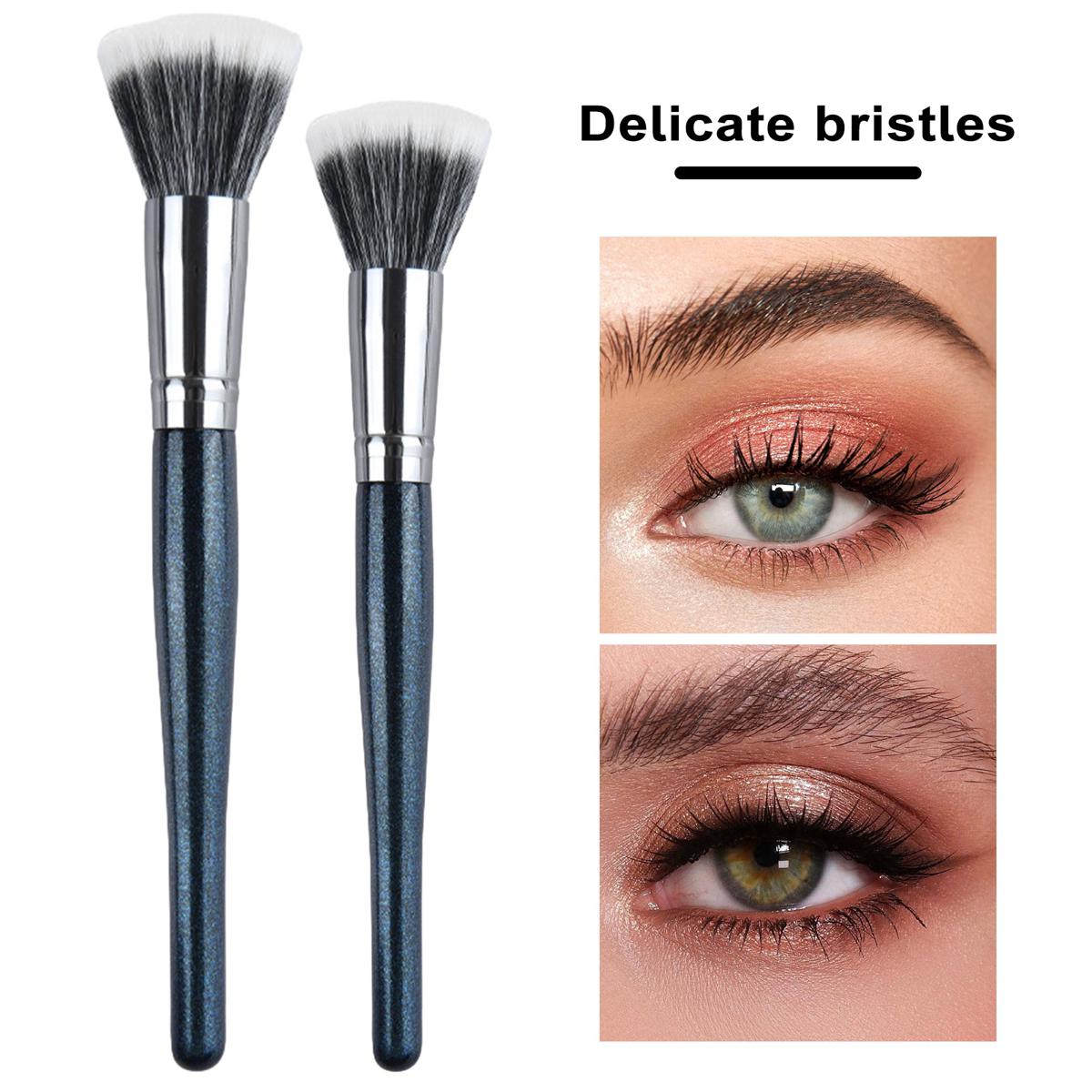 Fiber Stippling Brush Soft Fluffy Stippling Brush for Perfect Makeup Application Ideal for Foundation Loose Powder Eye Shadow Beauty Must-have for Women Two-layered Stippling Brush