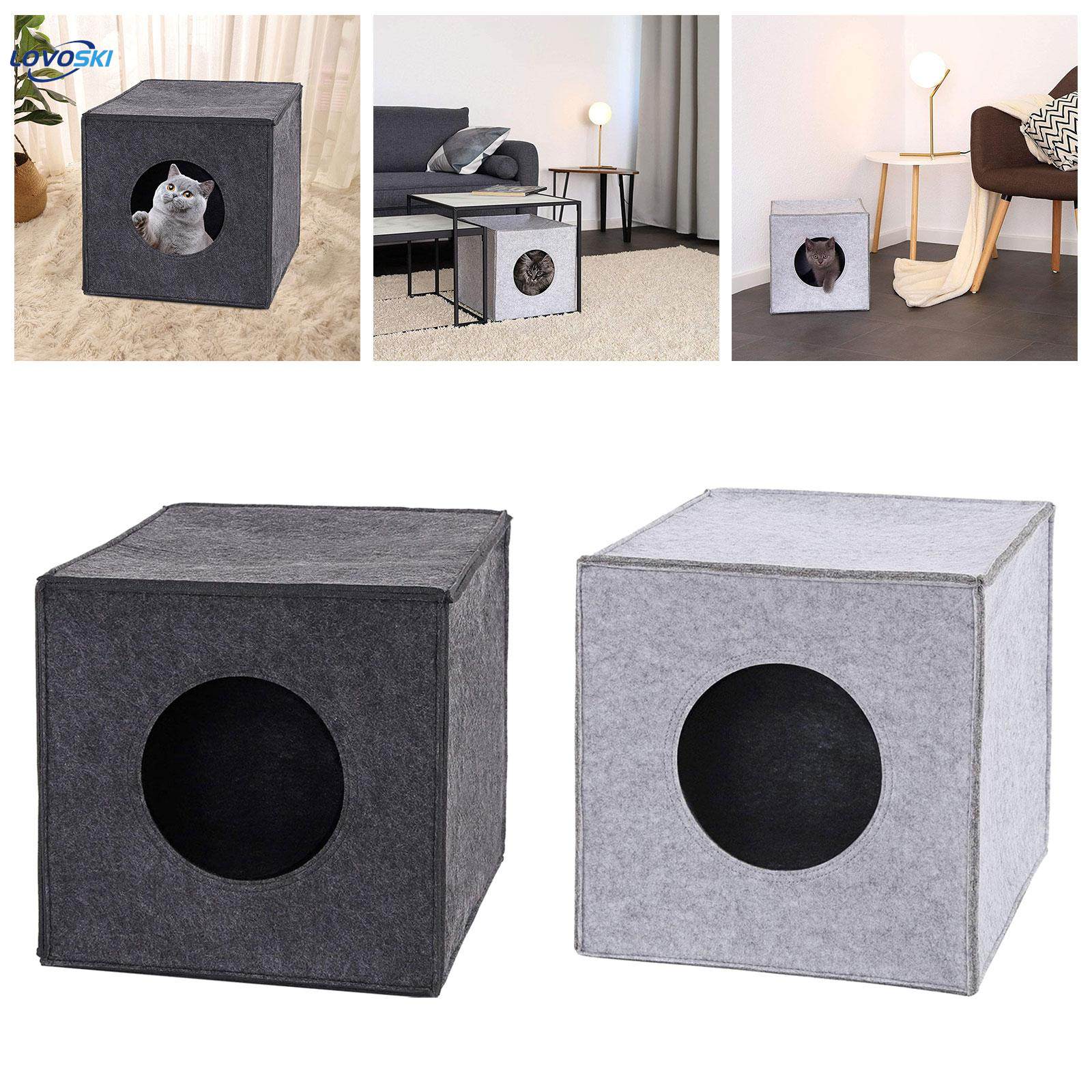 Cave Autumn Winter Soft Kennel Sleeping Cat Hideout for Puppy Cats Dog black. 