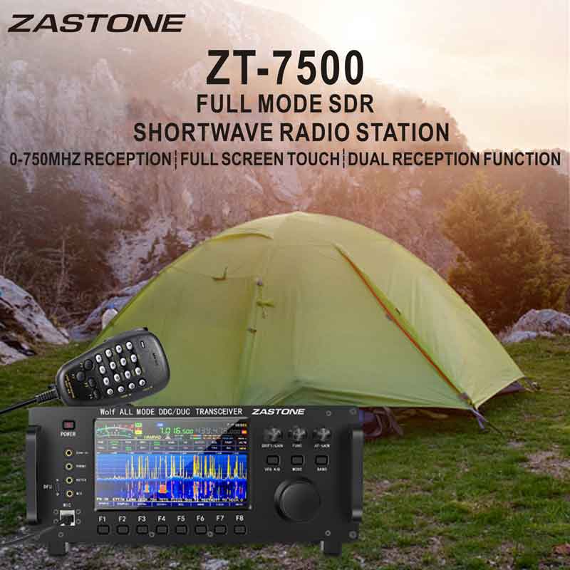 ZASTONE ZT7500 SDR kısa dalga alıcı HF LF 6M VHF UHF DDC DUC tüm mod mobil radyo 100W 0-750MHZ dokunmatik ekran almak. 