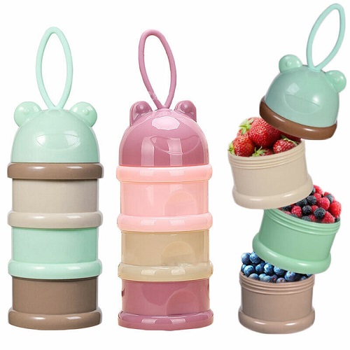 Portable 3 Layer Infant Baby Milk Formula Container Pot Box Dispenser Powder New - (Color as Per Stock)