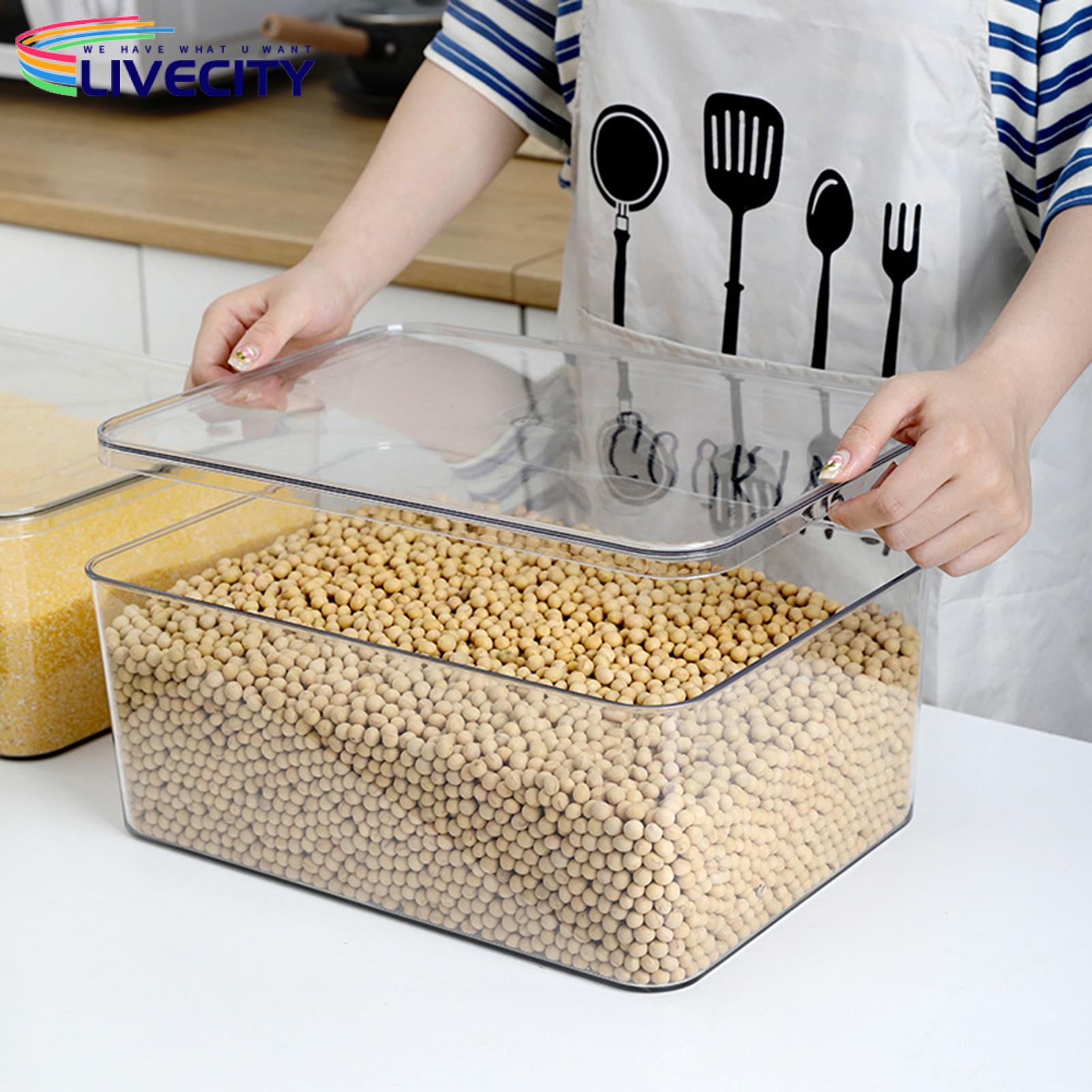 Acrylic Storage Box Large Capacity Dustproof Storage Box with Lid for Rice Cereal Bread Moisture-proof Transparent Container for Tidy Living Room Organizer. 