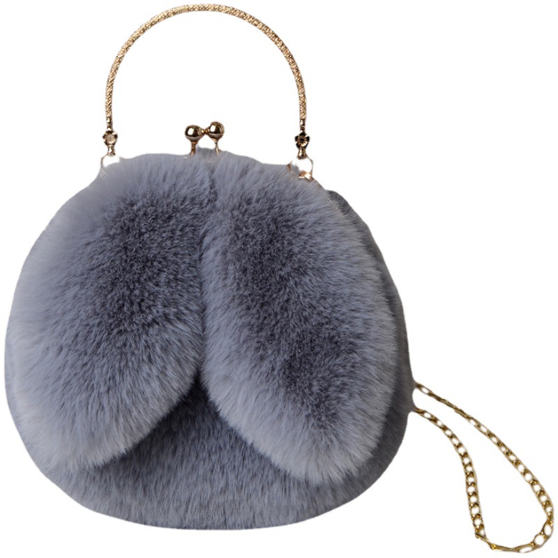 onghan aomao iagonal Straddle ag andheld ag Imitation Fur lush ag ew Chain ag Versatile Cute abbit Ear. 