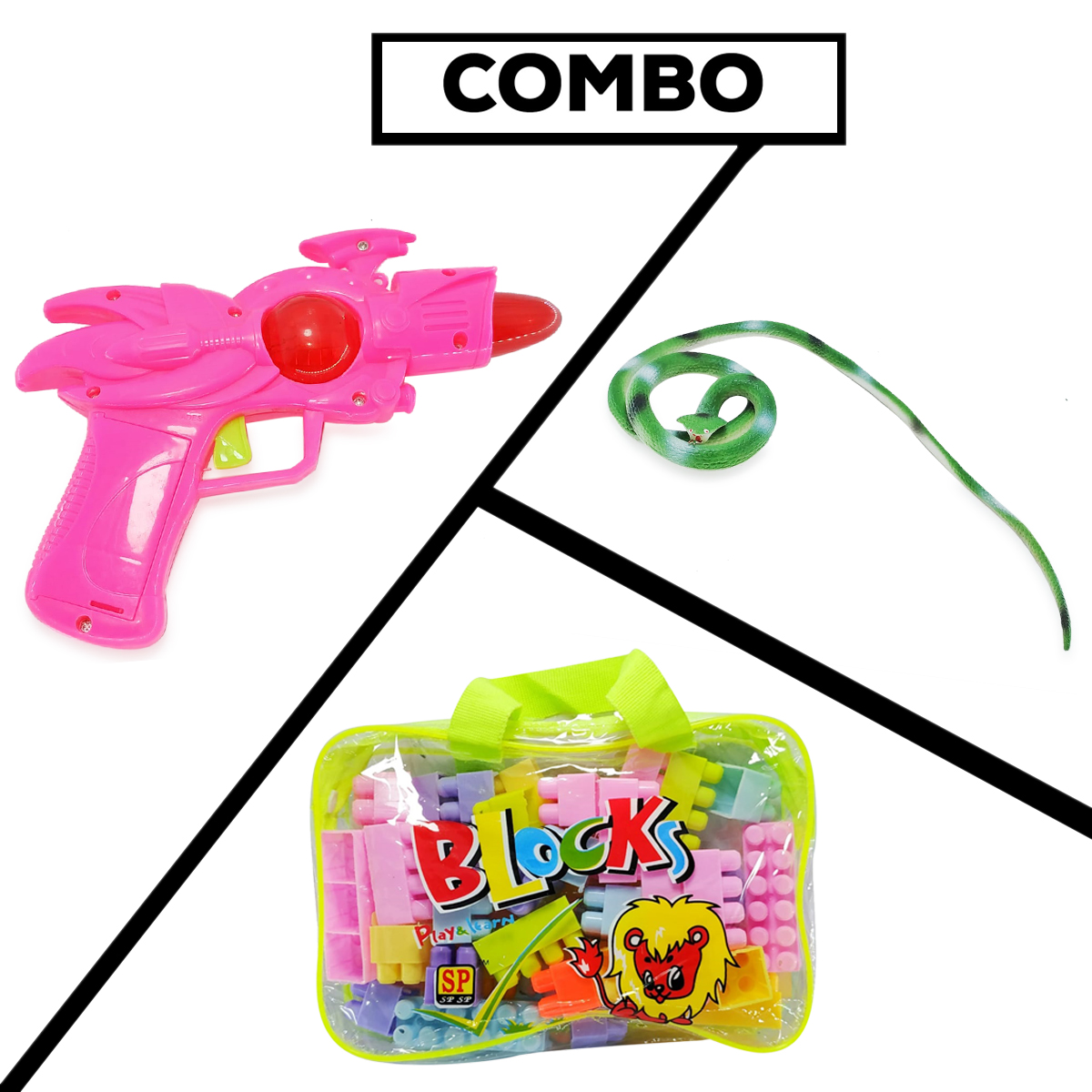 NERF TOY MUSIC GUN WITH SCARY SNAKE & BUILDING BLOCKS GAME COMBO PACK FOR YOUR KIDS
