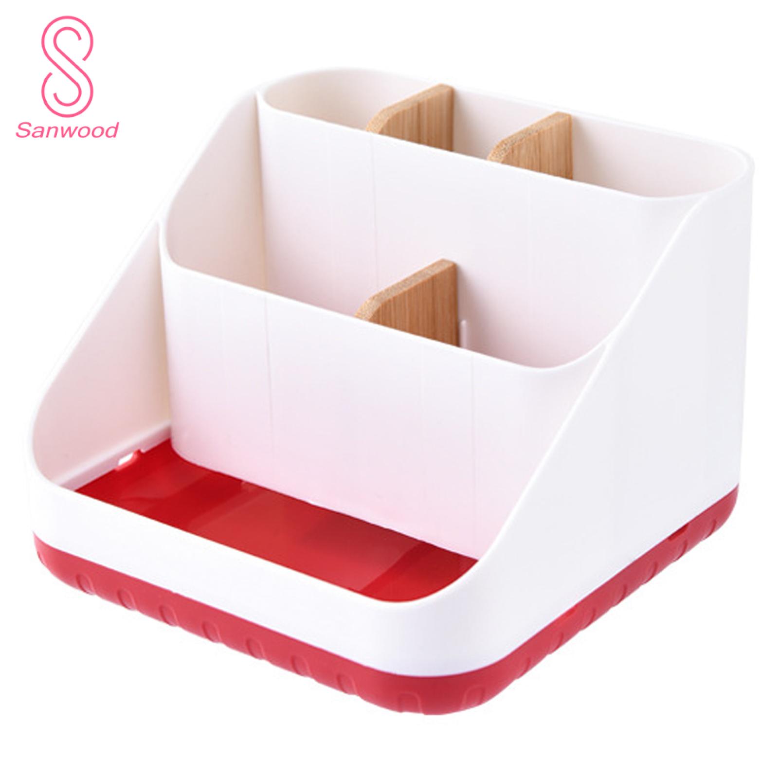 Thickened Materials Organizer Wooden Desktop Storage Box with 6 Compartments Large Capacity Organizer for Home Office Supplies Remote Control Phone Glasses Stationery Holder Buyers' Favorite Desktop