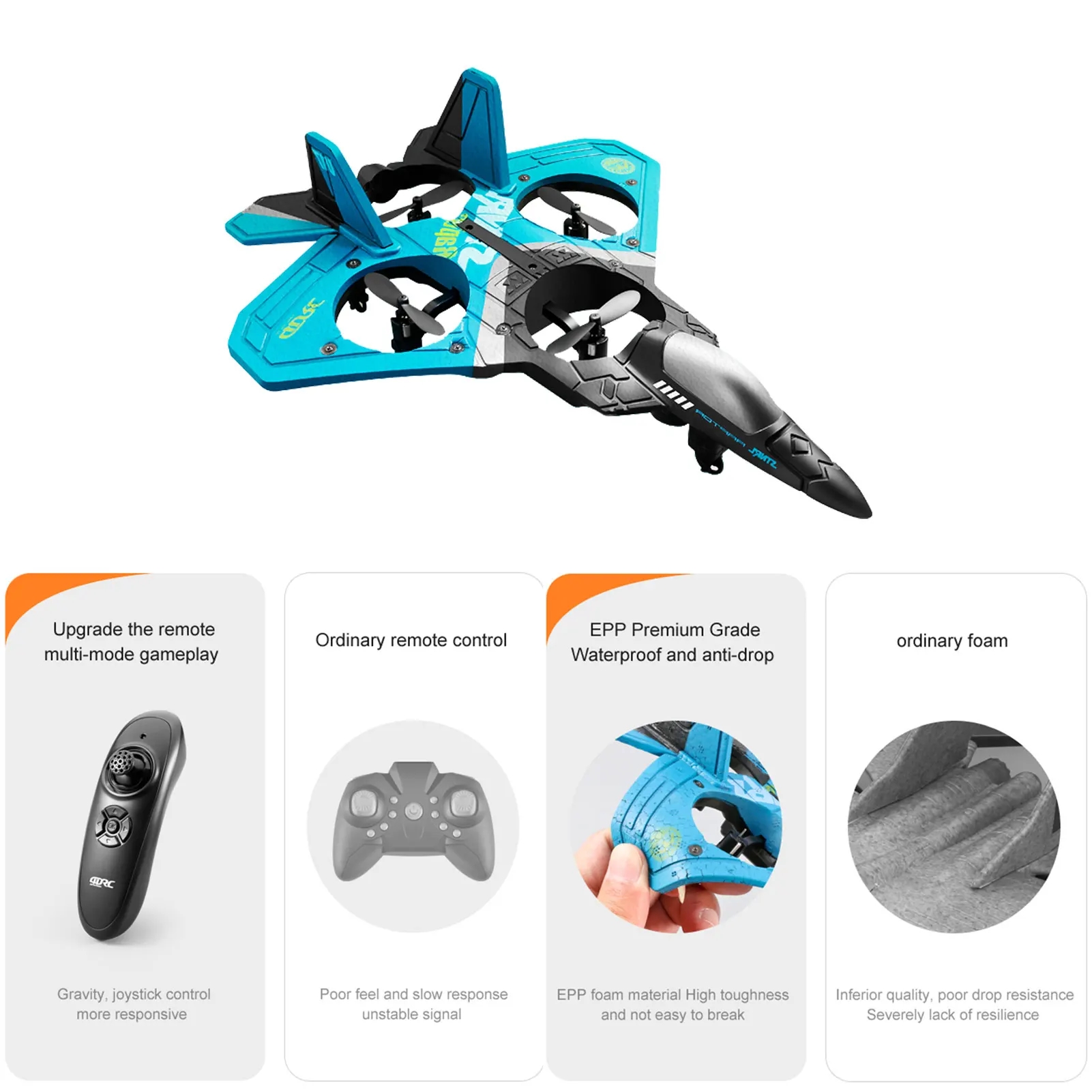 V17 Rc Plane Jet Fighter RC airplane 2.4GHz Remote Control Air plane 360 Stunt Spin Remote Light RC Plane Toy. 