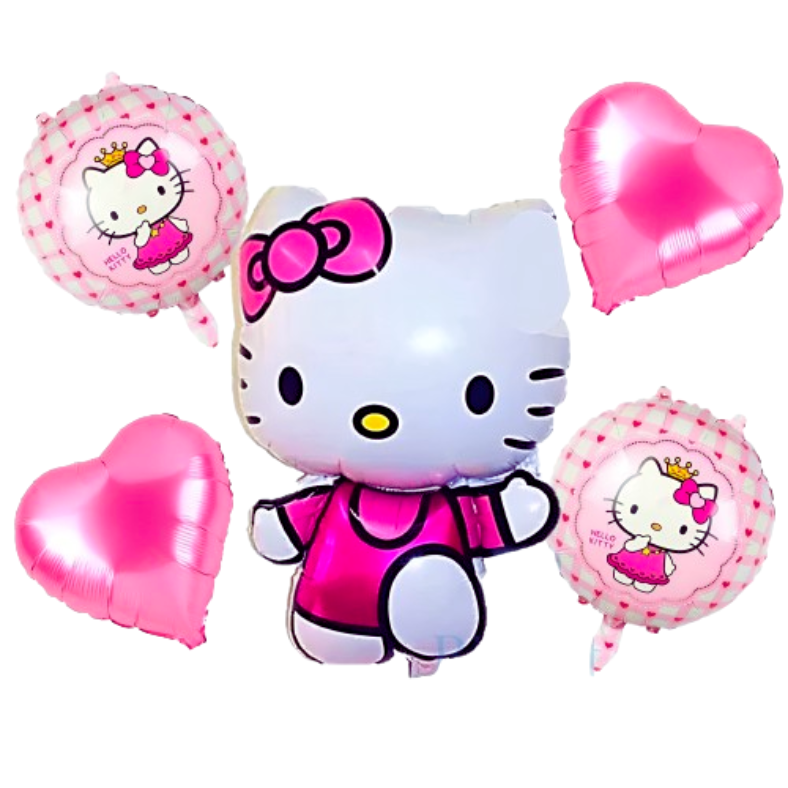 Hello Kitty Birthday Decoration Pack: Includes Banner, Foil Backdrop Curtain, HQ Balloons, Confetti, Balloon Arch, Both Site Tape - Complete Party Set - (85 Pcs). 