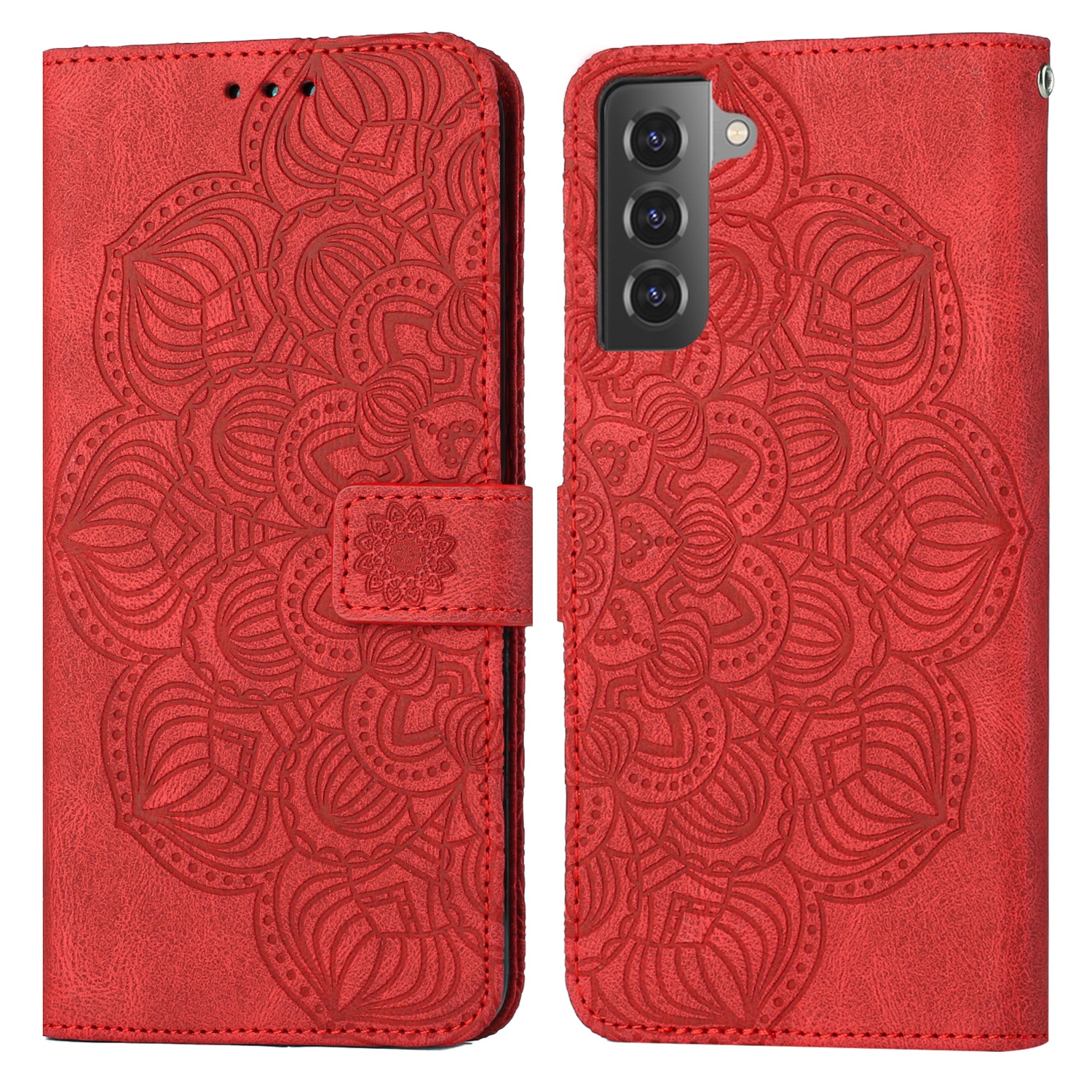 (New)For Samsung Galaxy S21 FE 5G Mandala Embossed Flip Leather Phone Case