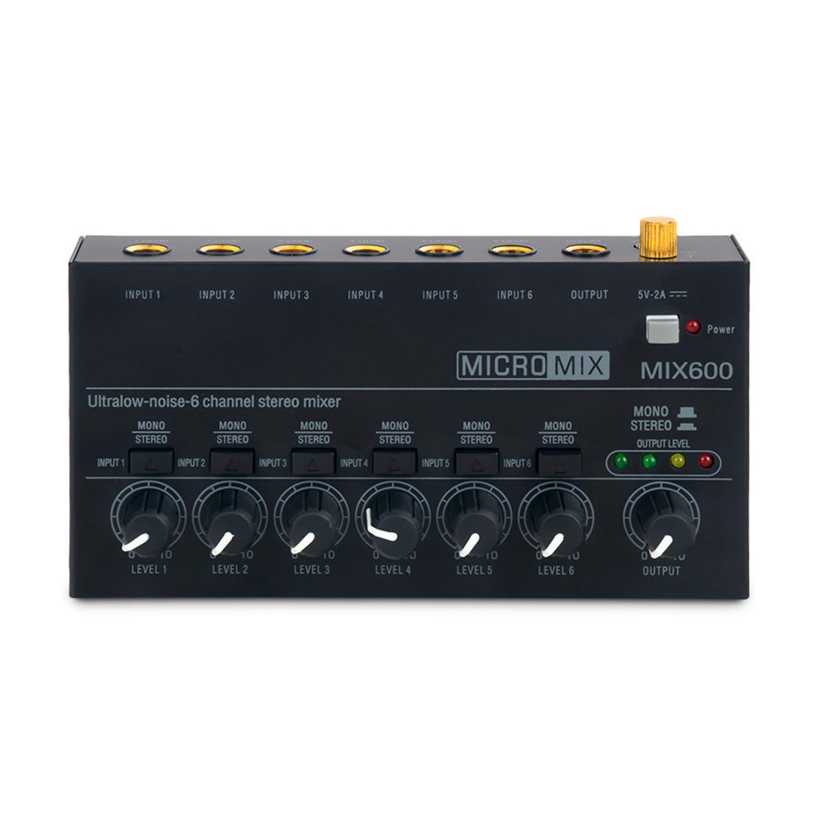 1 Set MIX600 Sound Mixer Ultra Low Noise 6 Channel Line Mixer Mini Sound Mixer -Supply DC5V US Plug