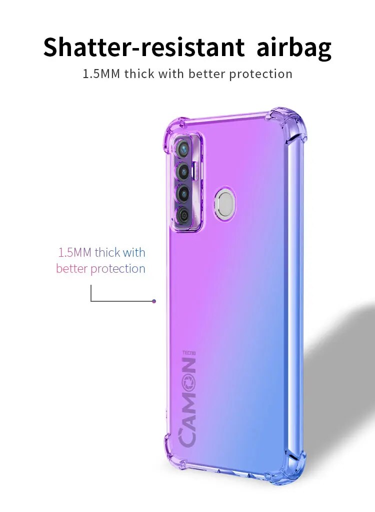 Phone Case for Tecno Pouvoir 4 Pro Tecno Pop 6 Go LC8 LC7 CD7,Hybrid Cute Gradient Soft TPU Bumper Flexible Drop Protectio Cover. 