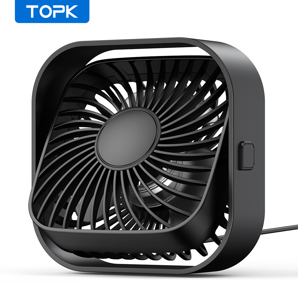 TOPK Mini Portable Fan USB Desk Fan Table Strong Airflow Quiet Operation 3 Speed Wind 360°Rotatable Standing fans for room Home. 