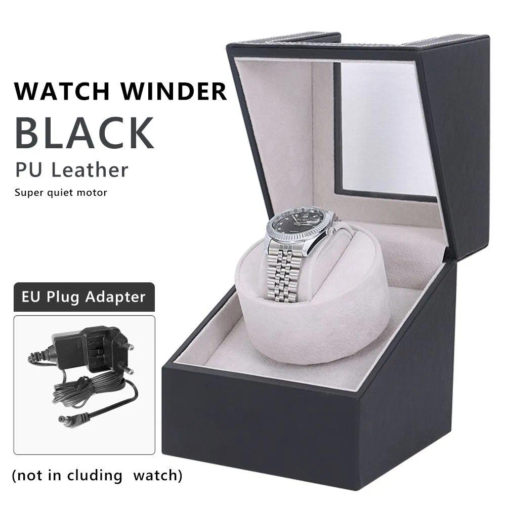 Automatic rotating wooden watch box suitable for mechanical watches. 