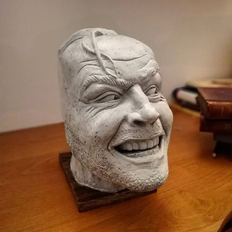 Here's Johnny Sculpture of TShining Resin Desktop Ornament Bookend Library Funny-face Book ShStatue Figurine Home H58C. 