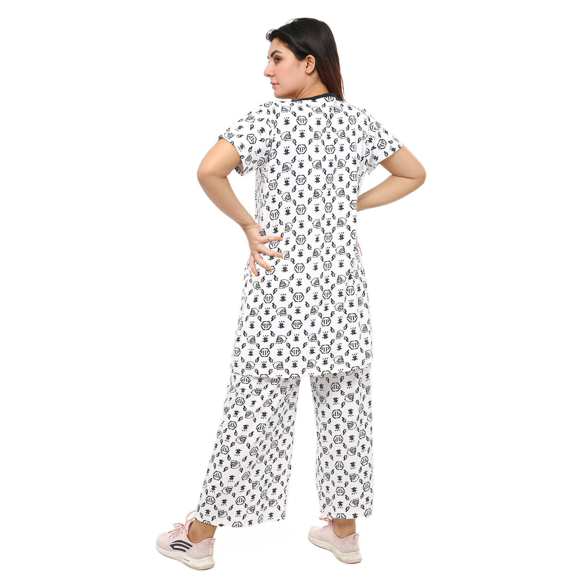 Long Tshirt with Palazzo Set for Women Multicolor Random Design. 