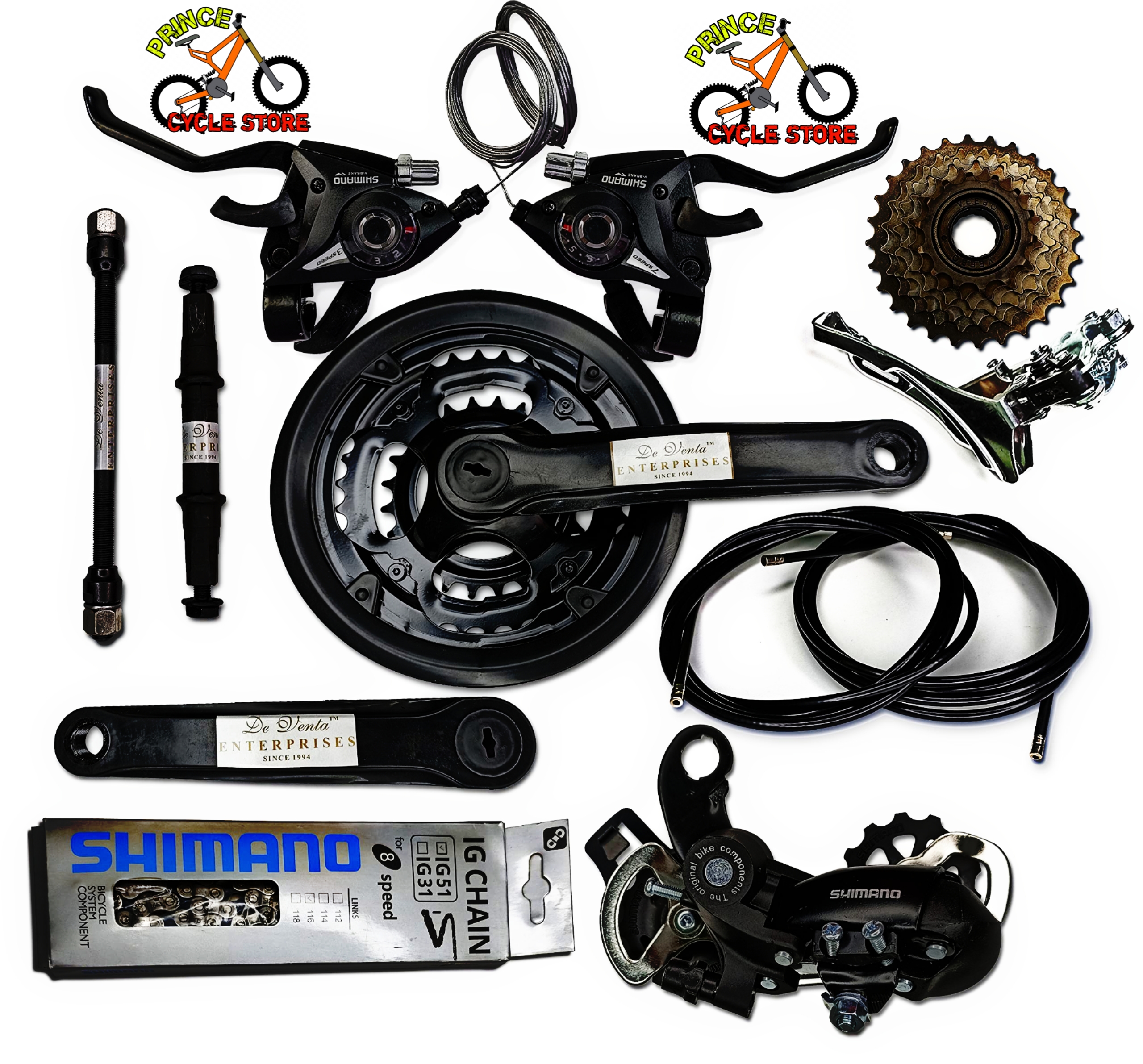 Complete Bicycle Gear Set 21 Speed, Total 12 Parts, Cycle Gear Kit Set Compatible for All Kind of Bicycles Prince Cycle Store. 