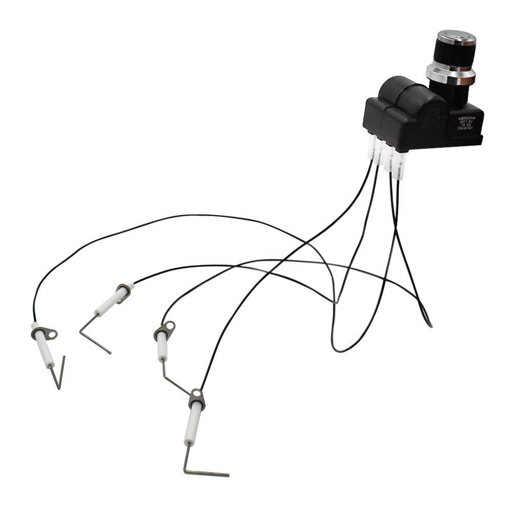 Grill Igniter Kit for 28 Inch Griddle, 4 Outlet Universal AA Battery Silver Cover