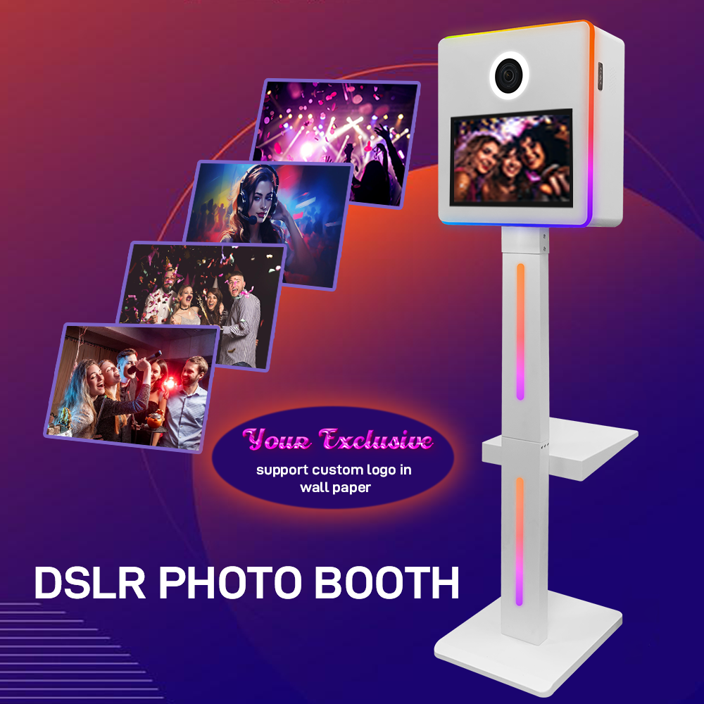 DSLR Photo Booth Machine 15.6 inch Touch Screen Selfie Kiosk Camera Photo Booth for Party Events. 