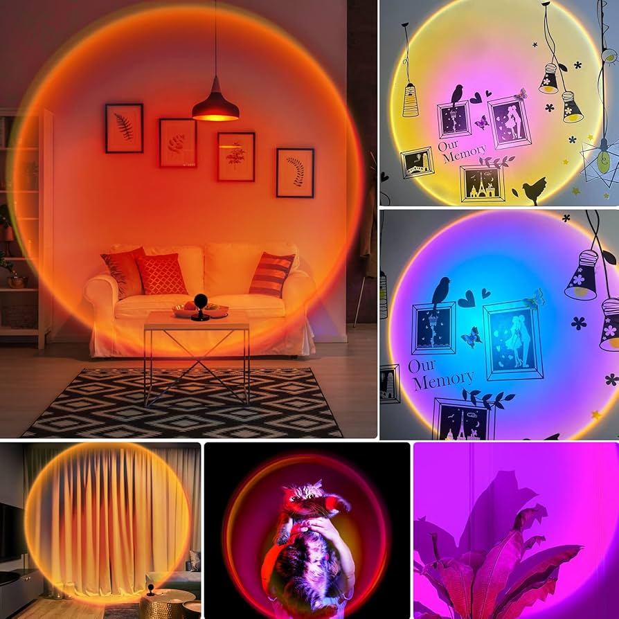 Poratble Adjustable USB Plug Sunset Light Romantic LED Round Sun Projection Colorful Spotlight. 