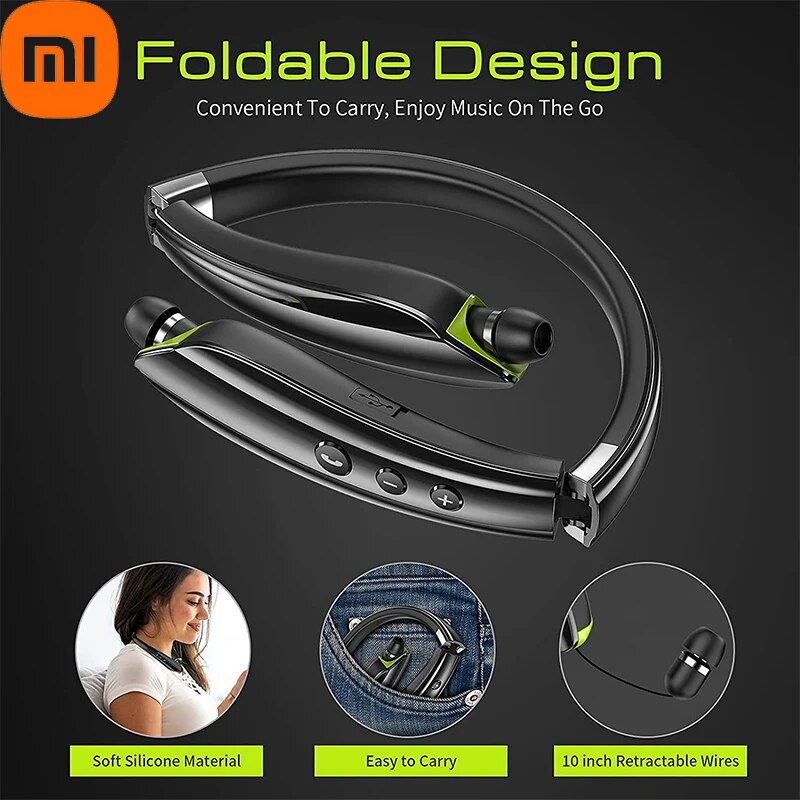 XiaoMI MIJIA SX-991 Wireless Bluetooth Headset Neckband Foldable TWS Headphones Retractable Earbuds Noise Cancelling Hifi Stereo. 