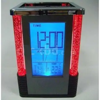 Lcd Calendar Pen Holder Digital Alarm Clock Electronic Desk Clock