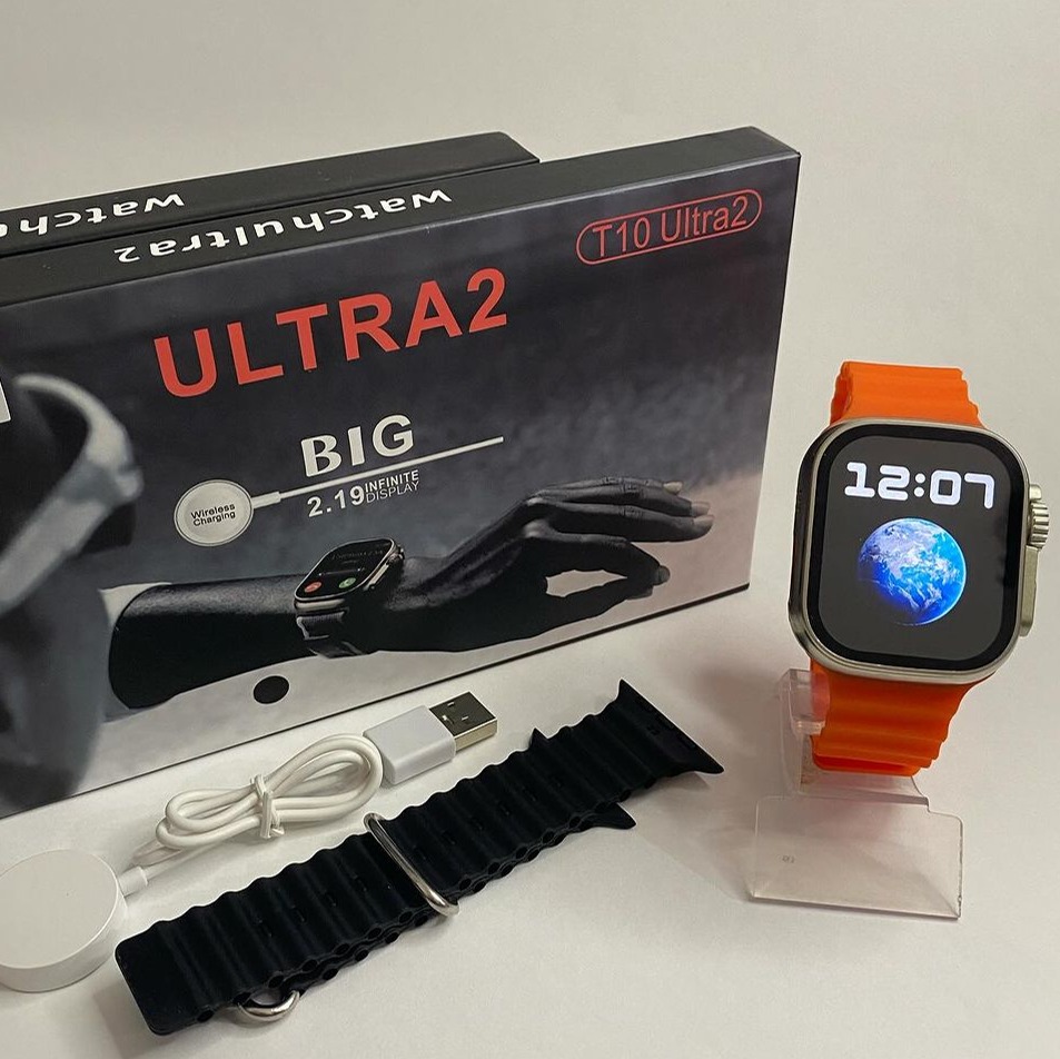 T10 Ultra 2 Smart Watch 2.19 inch Large Infinite Display Magnetic Wireless Charging Bluetooth Calling Feature IP67 Waterproof Heart Rate Sleep Monitoring, T10 Ultra Smartwatch For Men and Women