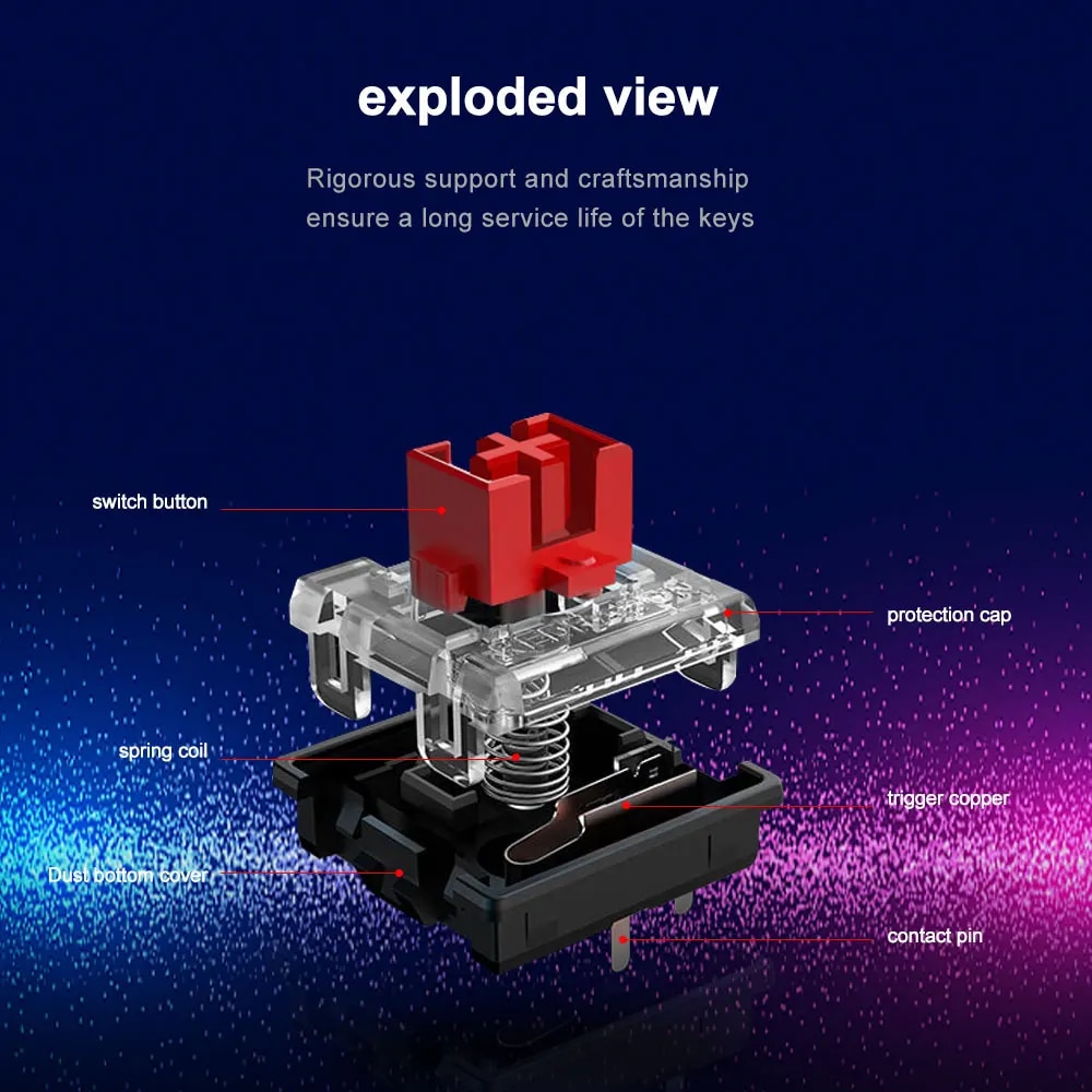 REDRAGON SMD RGB MX Low Profile 5.5 switch 3Pin Clicky Linear Tactile silent Mechanical keyboard red black blue brown Switche. 