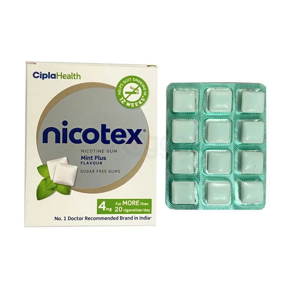 Nicotex Anti Nicotine Chewing gum Mint Plus Flavour 4mg 2Box 24Pcs INDIAN. 