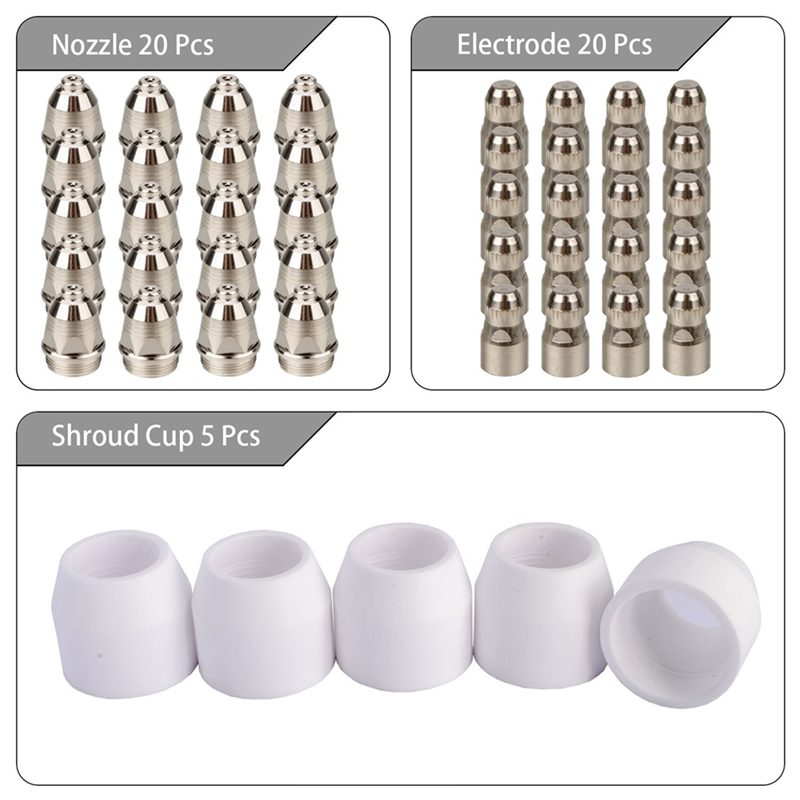 45 Pieces P80 Plasma Electrode Tip Nozzle Plasma Cutting Electrode Nozzle Plasma Consumable Fit P-80 Plasma Torch