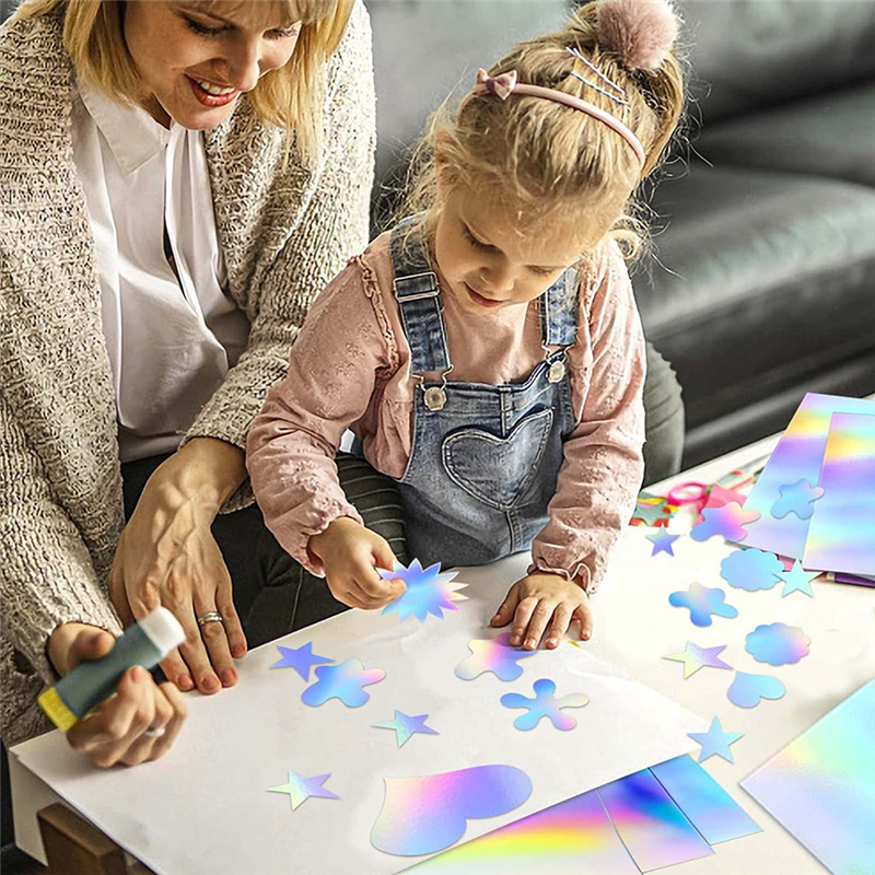 Metallic Holographic Card Shiny Mirror Paper Sheets Replacement Accessories Reflective Post Board Size 8.5 X 11 Inch 50 Pack. 