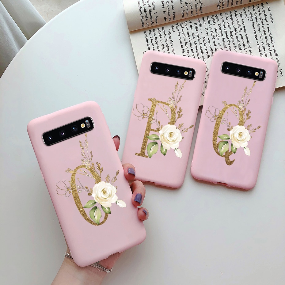 Case For Samsung Galaxy S10 Plus S10E S 10 e s10plus 10e Case Black Bumper tpu Soft Silicone Cute Letters Phone Cases Back Cover. 