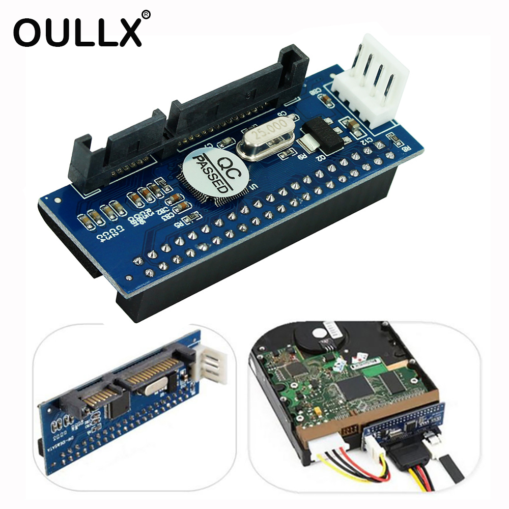 OULLX SATA IDE Adapter 40 Pin IDE to SATA Connector 3.5 HDD IDE/PATA Hard Disk Adapter Converter With 7Pin-SATA Data Cable