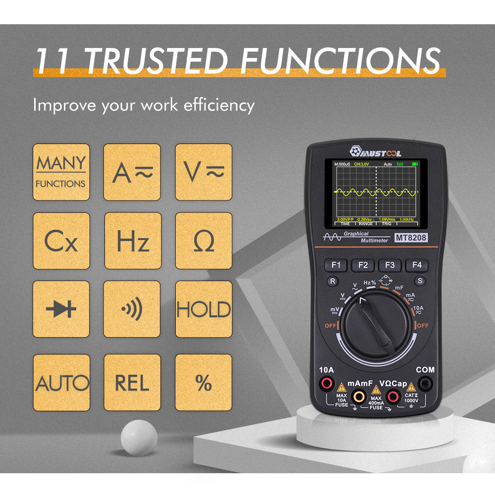 MT8028 2 in 1 HD Intelligent Graphical Digital Oscilloscope Multimeter With 2.4 Inches Color Screen for Electronic Test. 