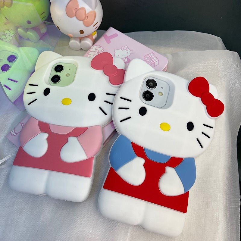 3D Stereoscopic Hello Kitty Phone Cases For iPhone 14 13 12 11 Pro Max XR XS MAX X 14pro MAX Back Cover. 