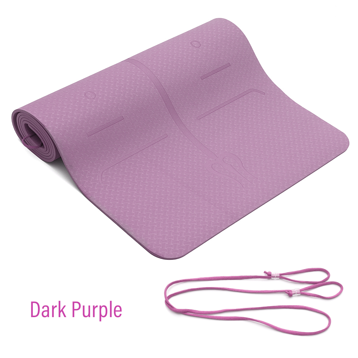 183x61cm 6mm Thick Double Color Non-slip TPE Yoga Mat Quality Exercise Sport Mat - Purple. 
