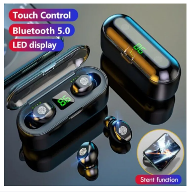 TWS F9 Bluetooth V5.0 LED Display Headset with Microphone - Bluetooth Headphone - Bluetooth Headphone - Air Buds - Bluetooth Headphone. 