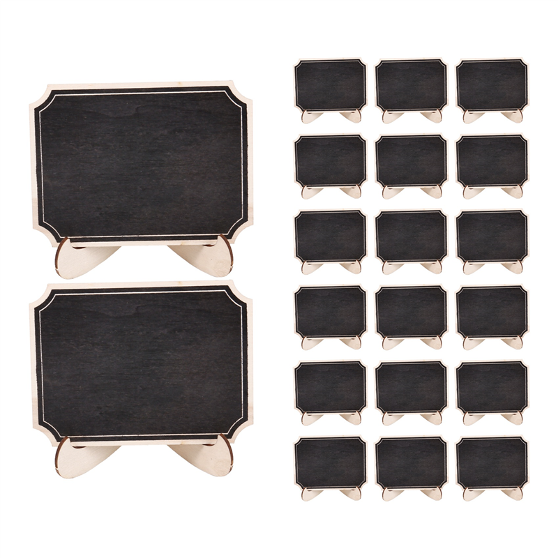 20 Pack Mini with Support Easels Stand,Place Cards Small Rectangle Little Wood Blackboard for Weddings Birthday Parties Food Label Table Number Message Board Signs