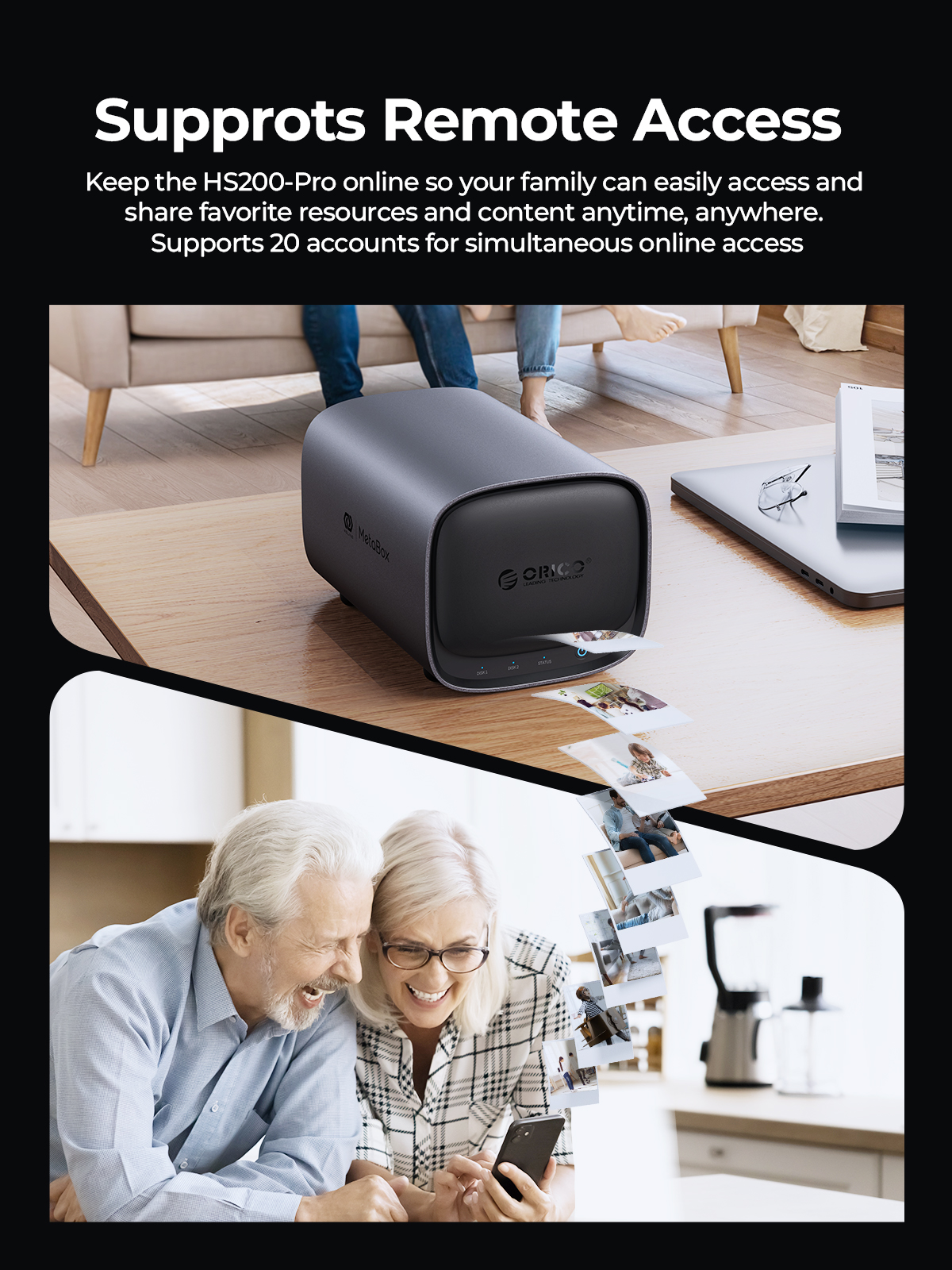 ORICO MetaBox Family Storage 3.5"Type-C Network Attached Storage Support Remote Access Share Data Family Video (Diskless) NAS. 