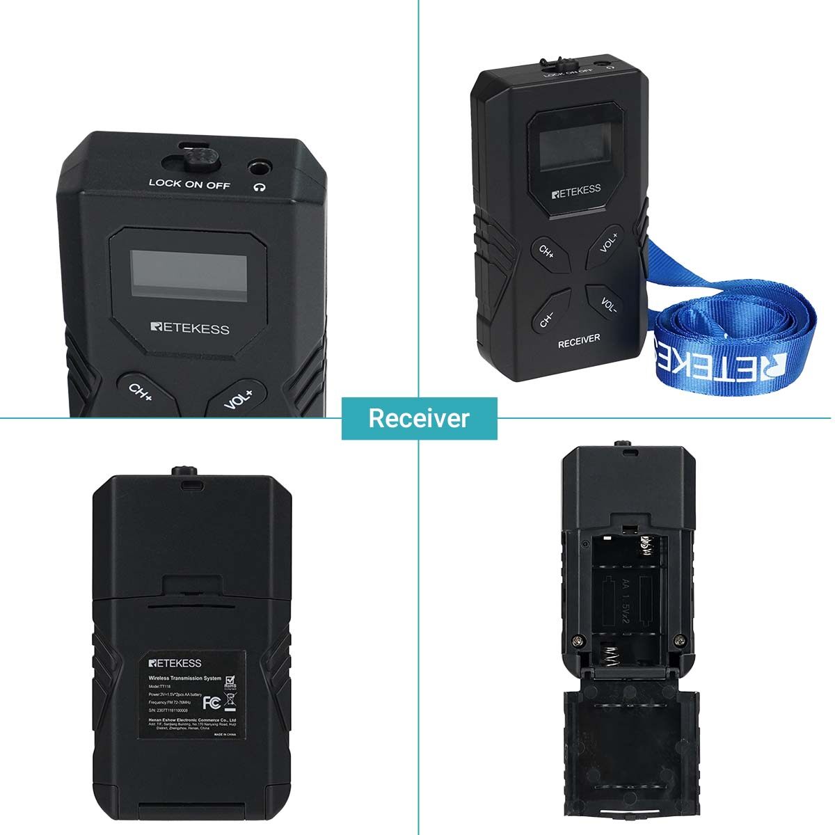 Retekess TT117 Wireless Tour Guide System, Simultaneous Interpretation System, One Click Operation, Church Translation System for Factory, Tour Group(2 Transmitter 48 Receiver 1 Storage Bag). 
