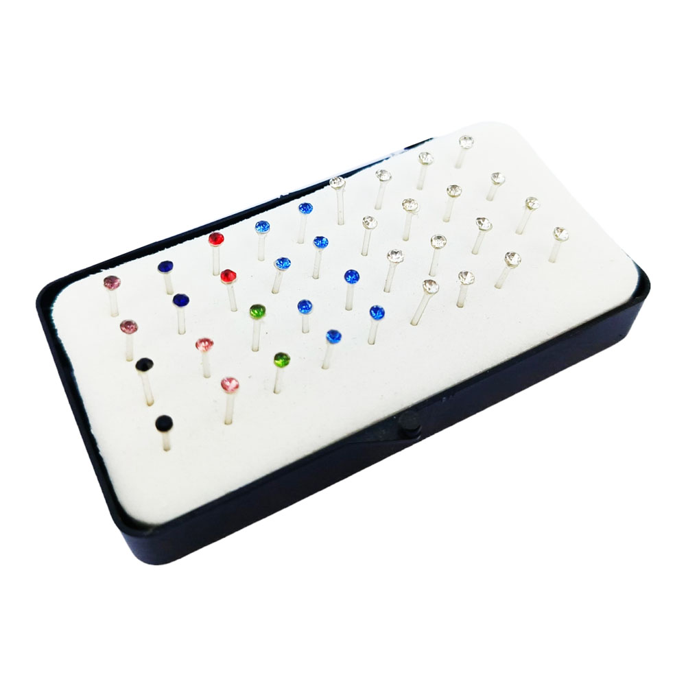 1 box Small Nose Pin 36pcs Multicolor